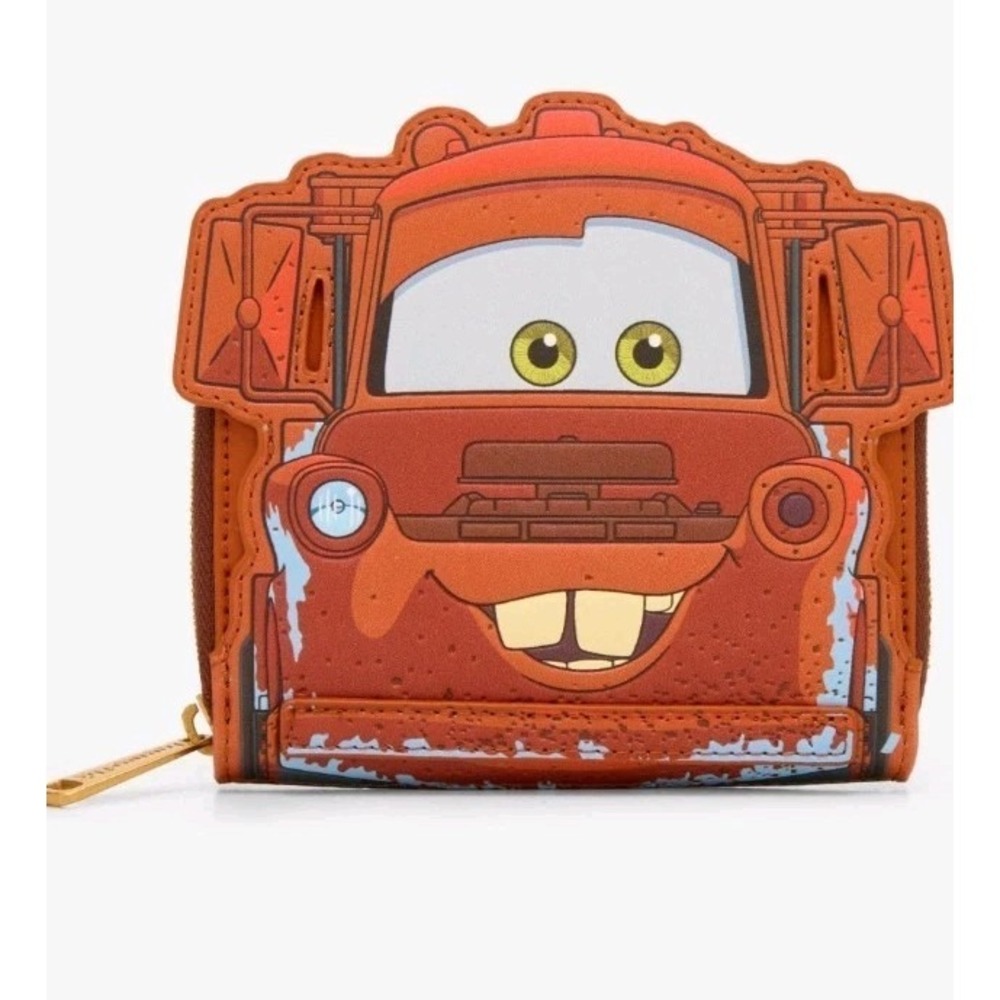 NEW Loungefly‎ Disney Pixar Cars Figural Mater Glow-in-the-Dark Accordion Wallet